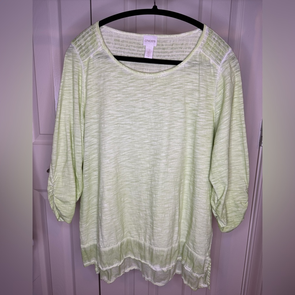 Chico's Light Green 3/4 sleeve Women's Top size large